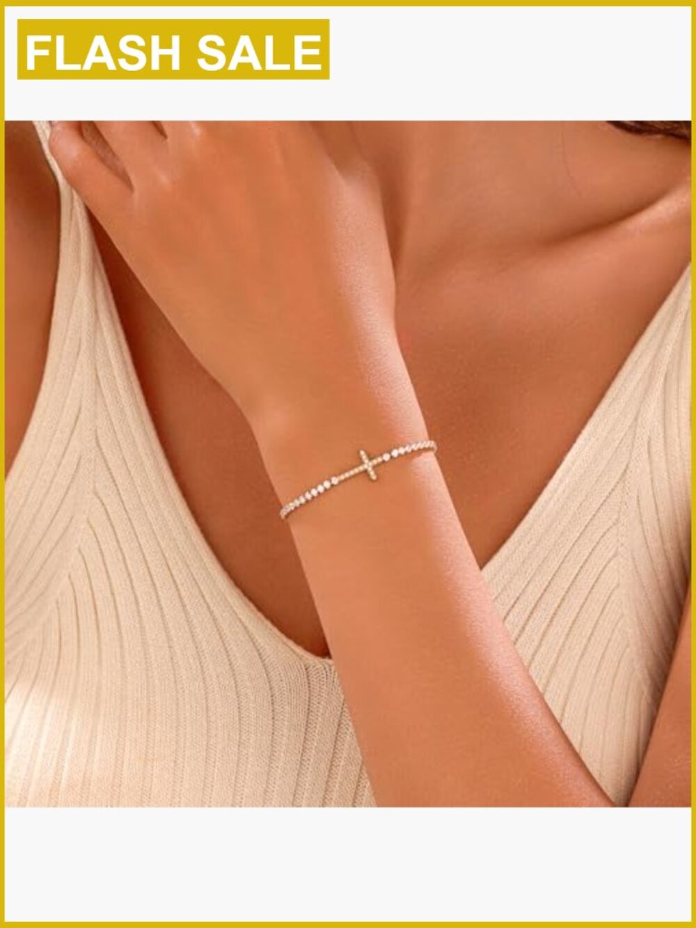 18k Gold Plated Tennis Bracelet Non Tarnish CZ Diamond Crystal Adjustable - Picture 4 of 7
